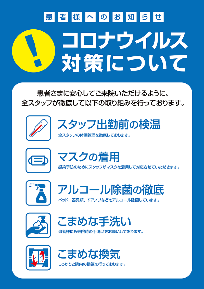 コロナウイルス対策について